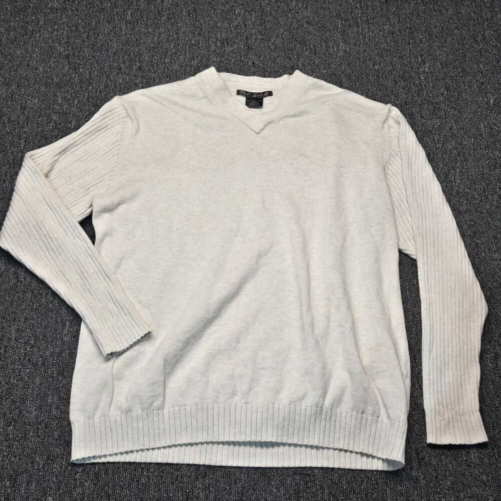 Vintage Y2K Tiger Woods Black Tag Sportswear V Neck Sweatshirt Mens L Cream Golf